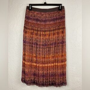 Ruby Rd. Orange and Purple Maxi Pleated Slip On Skirt Size 12